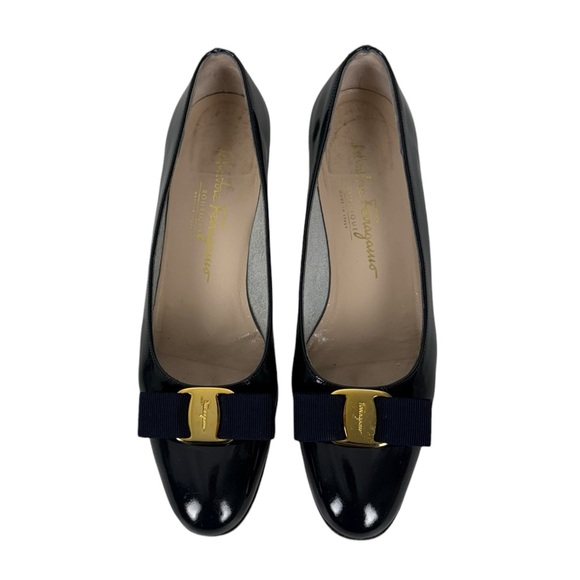 Salvatore Ferragamo Patent Leather Bow Pumps Blue Womens 8 AA 2A Casual Formal main image 7
